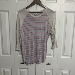 Lularoe striped baseball tee. Size xl.
